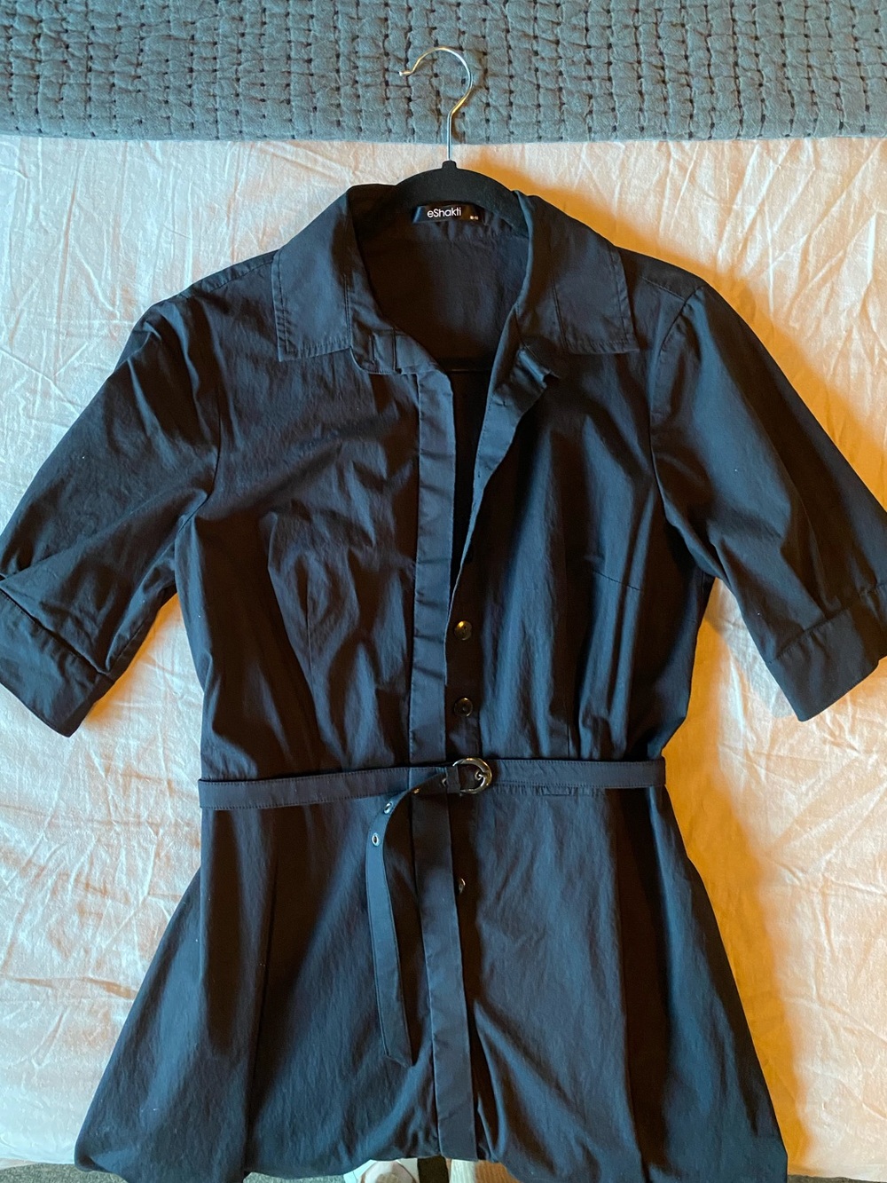 Eshakti Black Belted Shirt Dress Size M - 10